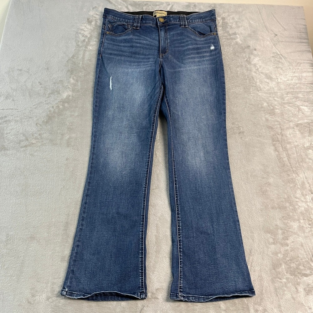 Democracy Ab Solution Bootcut Flare Jeans Womens 16 Medium Wash Blue Whiskering